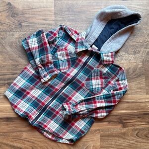 Zip up flannel with hood